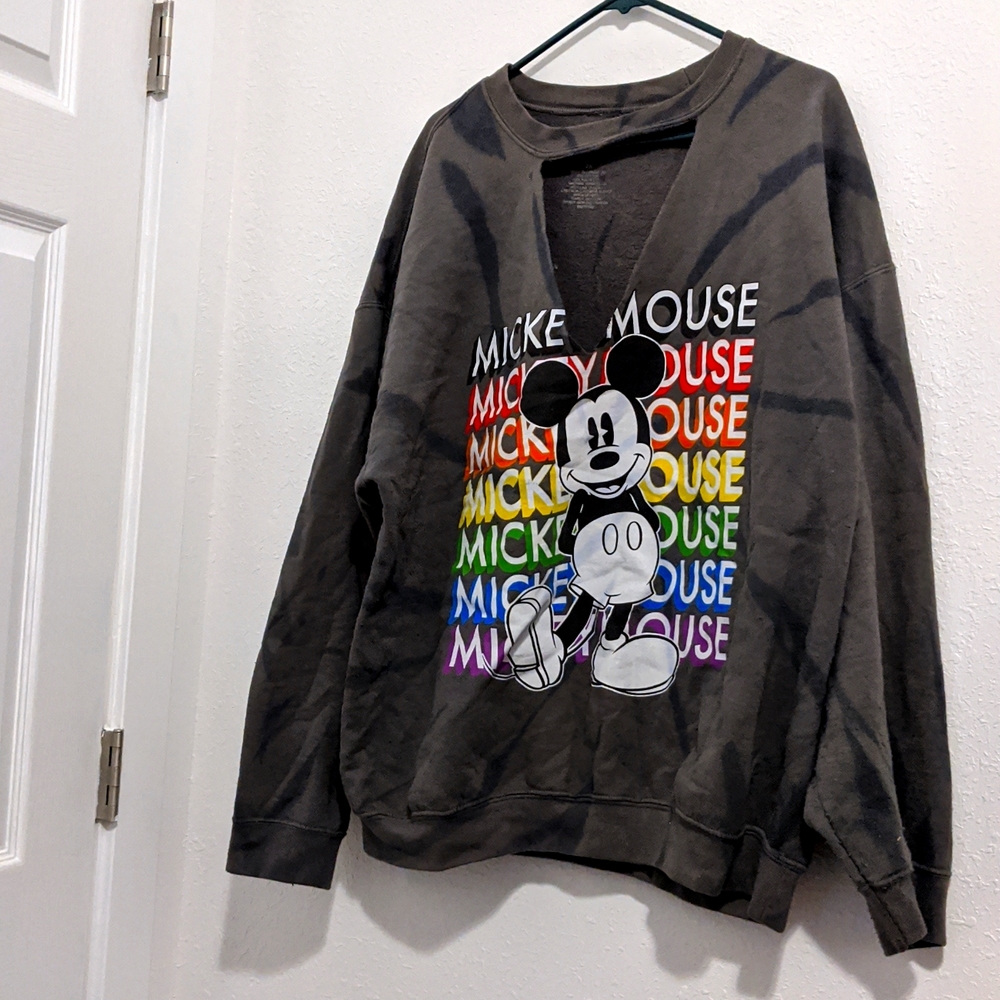 Grey tye dye with rainbow Mickey Mouse sweatshirt